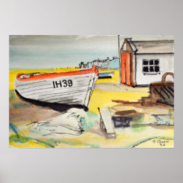 Poster Barco Aldeburgh na Praia – Cena Costeira