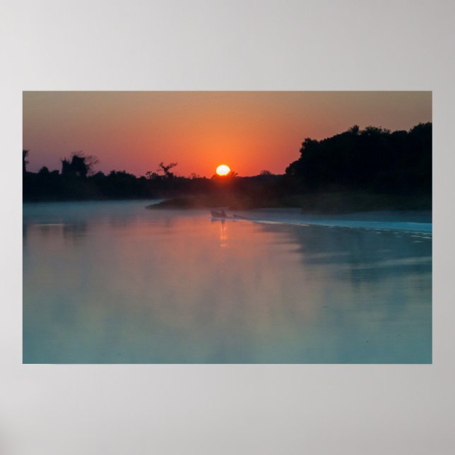 Poster Barco ao Nascer do Sol no Rio (Frente)
