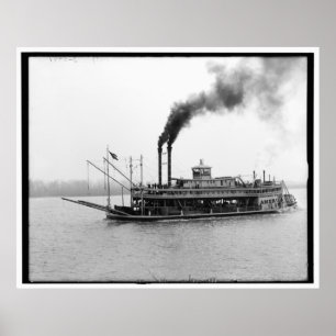 Poster Barco da América, rio Mississípi, senhorita.