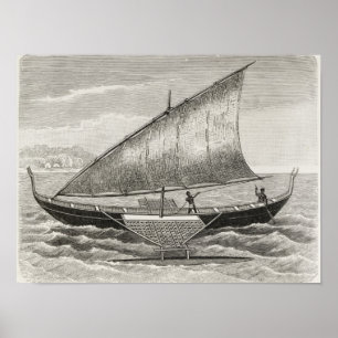 Pôster Barco das Ilhas Mortlock com lança