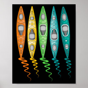 Poster Barco de Caiaque Colorido Viagem ao Ar Livre no Ri