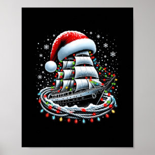 Poster Barco de Cruzeiro de Natal Navegando Cercado B