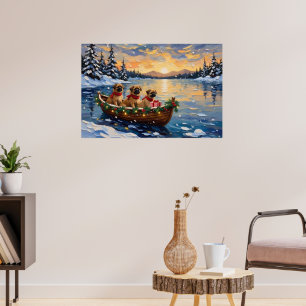 Poster Barco de Natal do Pequinês Feriado