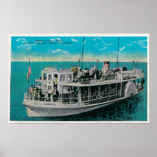 Poster Barco de parte inferior de vidro em Avalon, ilha