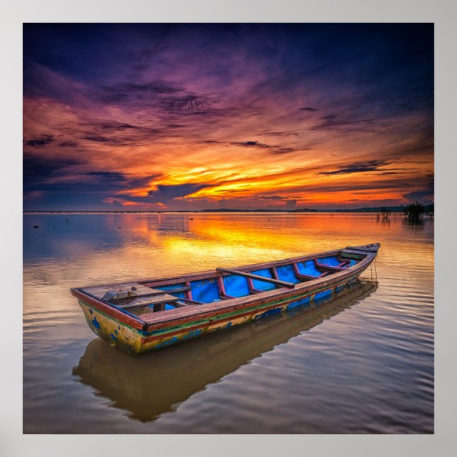 Poster Barco De Pesca Ao Sol | Jubakar Beach (Frente)