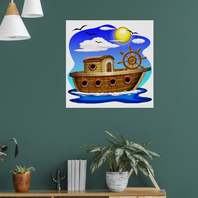 Poster Barco de Pesca Cartoon  (Sala de Estar 1)