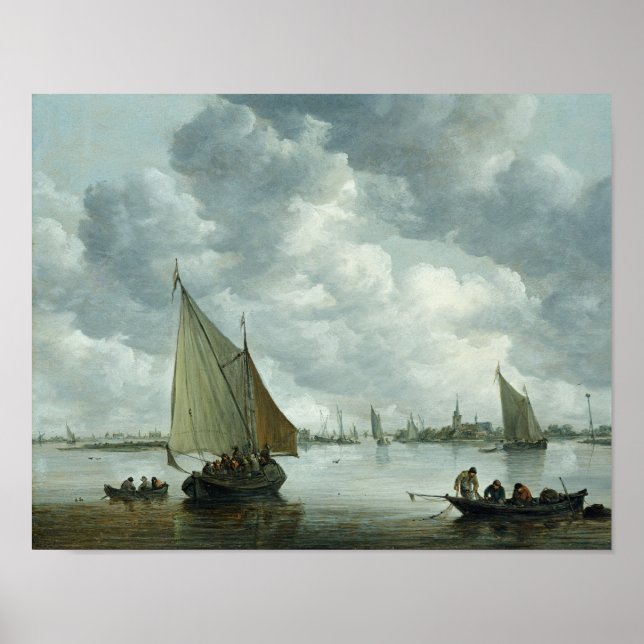 Poster Barco de pesca em estuário, 1655 (Frente)