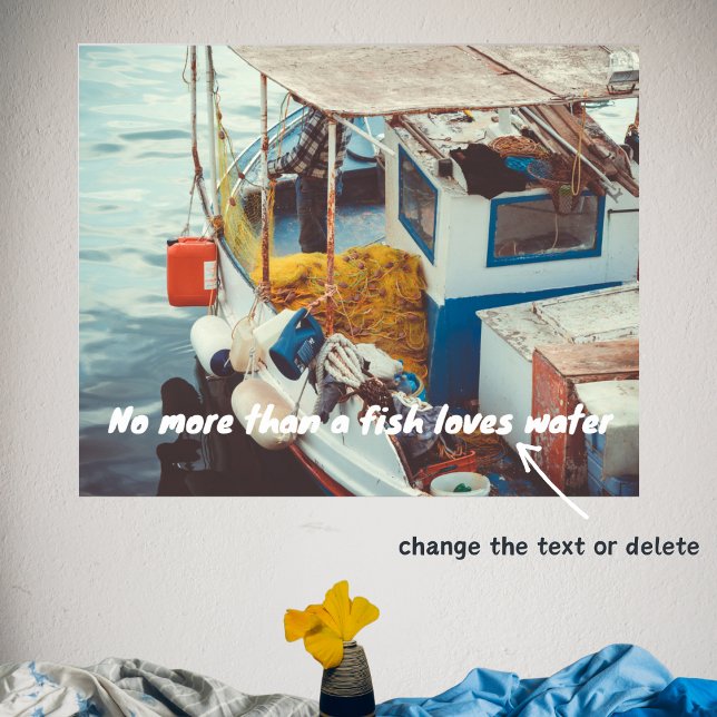 Poster Barco de Pesca na margem do Mediterrâneo (Criador carregado)