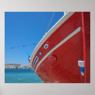 Pôster Barco de pesca no porto de Mykonos em Cyclades
