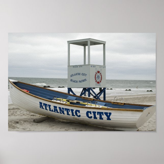 Pôster Barco de salva-vidas de Atlantic City, NJ (Frente)