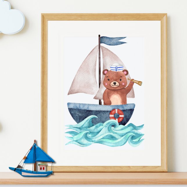 Poster Barco de Urso do Marinheiro Onda Náutico Nurserra  (Criador carregado)