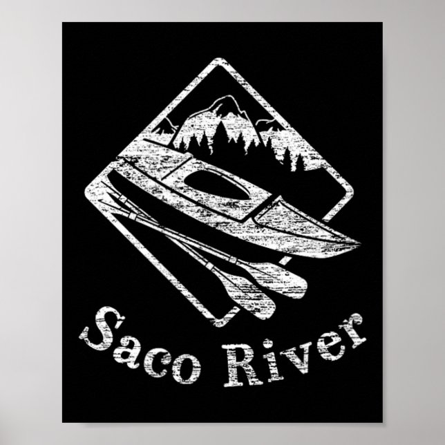 Poster Barco do Rio Saco Kayak Kayaking - Rapids Canoagem (Frente)