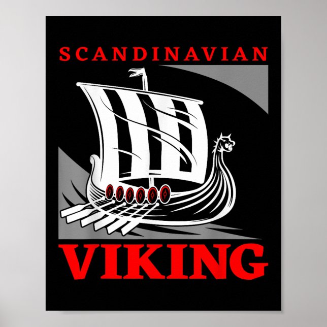 Poster Barco Dragão Viking Escandinavo Drakkar Thor (Frente)