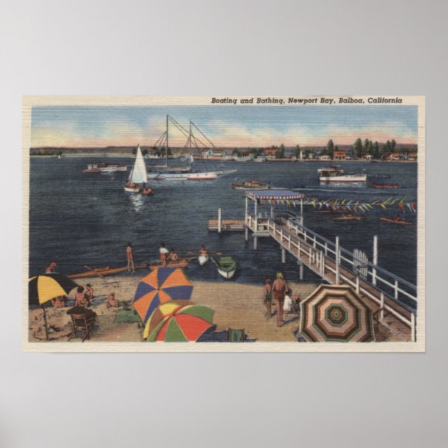 Poster Barco e Natação na Baía de Newport (Frente)