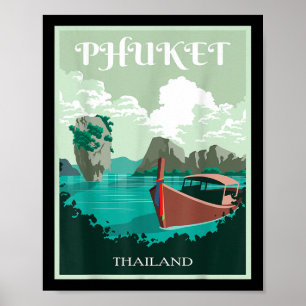 Poster Barco Longtail Phuket Tailândia Ilha Samui Souveni