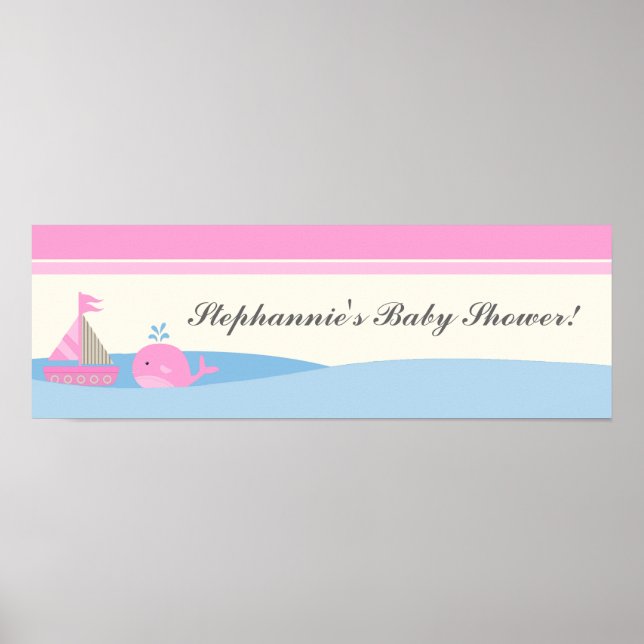 Pôster Barco Náutico Rosa Personalizado Banner de 22,5"x7 (Frente)