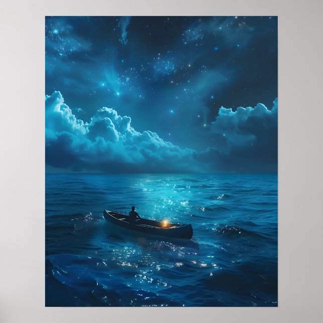 Poster Barco Pequeno no Oceano (Frente)