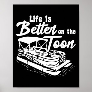 Poster Barco Pontão Engraçado Vida de Barco É Melhor No T