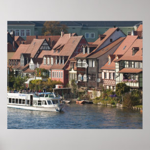Pôster Barco turístico em Little Venice e Rio Regnitz