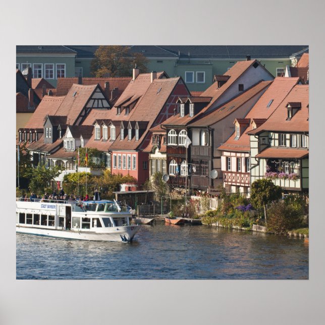 Pôster Barco turístico em Little Venice e Rio Regnitz (Frente)