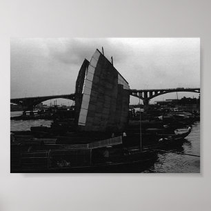 Poster Barco vintage China Changsha rio xiang jiang
