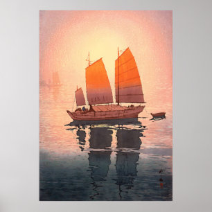 Poster Barcos à vela, Barcos de vela, Manhã, Yoshida Hiro