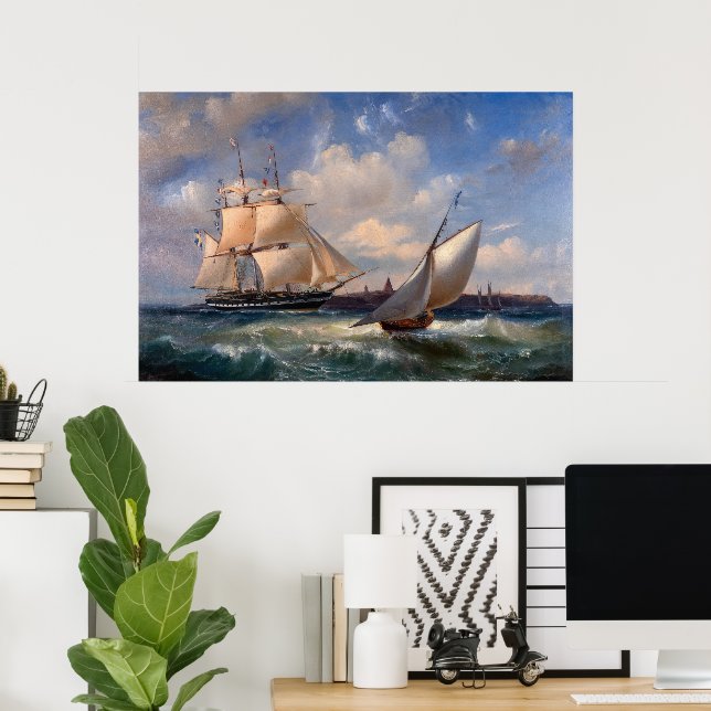 Poster Barcos à vela em alto mar (Escritório em casa)