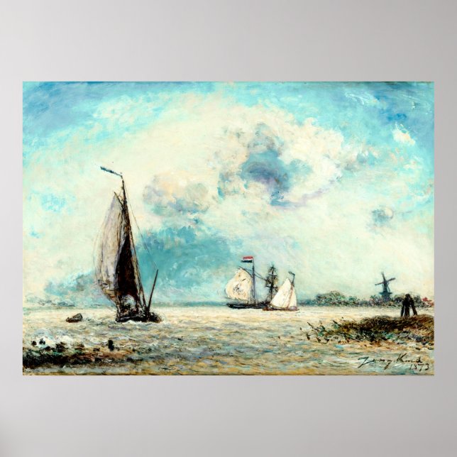 Poster Barcos à vela na mira de Johan Jongkind (Frente)