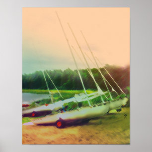 Poster Barcos à vela na praia