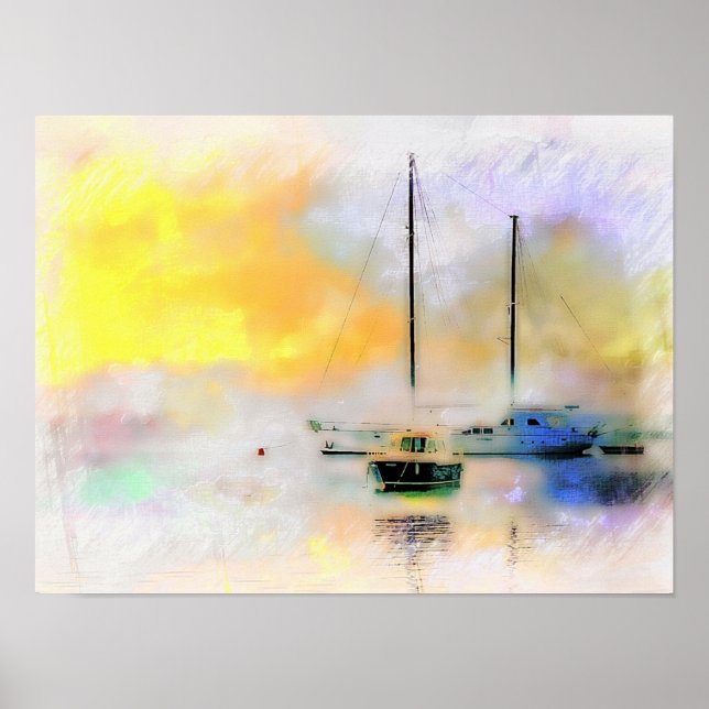 Poster barcos ao pôr do sol (Frente)