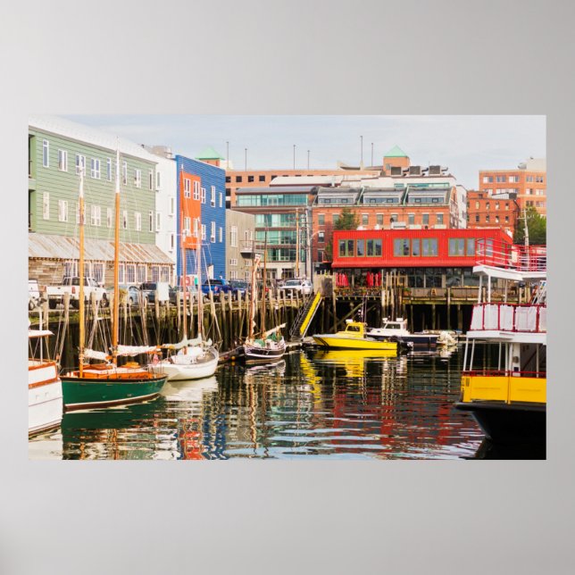 Poster Barcos Atracados | Portland, Maine (Frente)
