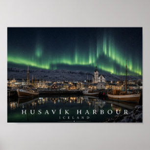 Poster Barcos da Baía de Húsavík Islândia A4