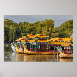 Poster Barcos de Dragão Turísticos Lago Kunming