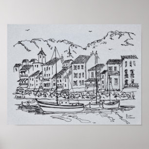 Poster Barcos de navegação no porto Cassis, França