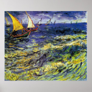 Poster Barcos de pesca de Vincent van Gogh em Saintes-Mar