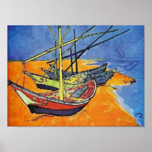Poster Barcos de Pesca em Praia Van Gogh, Belas Artes