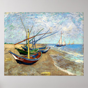 Poster Barcos de Pesca em Saintes-Maries Beach - Van Gogh