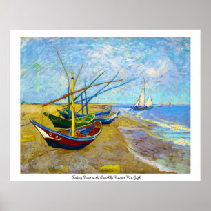 Pôster Barcos de pesca na praia por Vincent Van Gogh