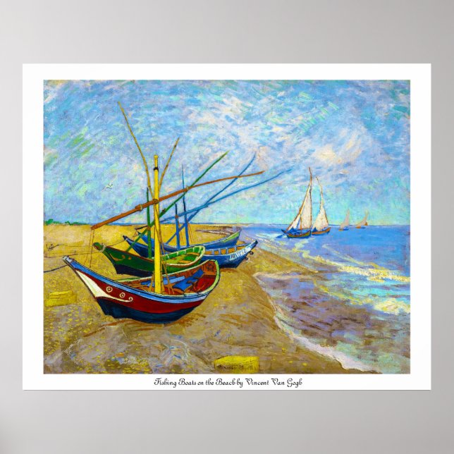 Pôster Barcos de pesca na praia por Vincent Van Gogh (Frente)