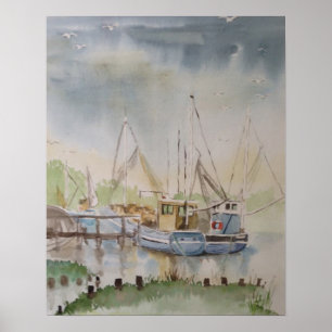 Pôster Barcos de Pesca no Porto de Rye East Sussex Inglat