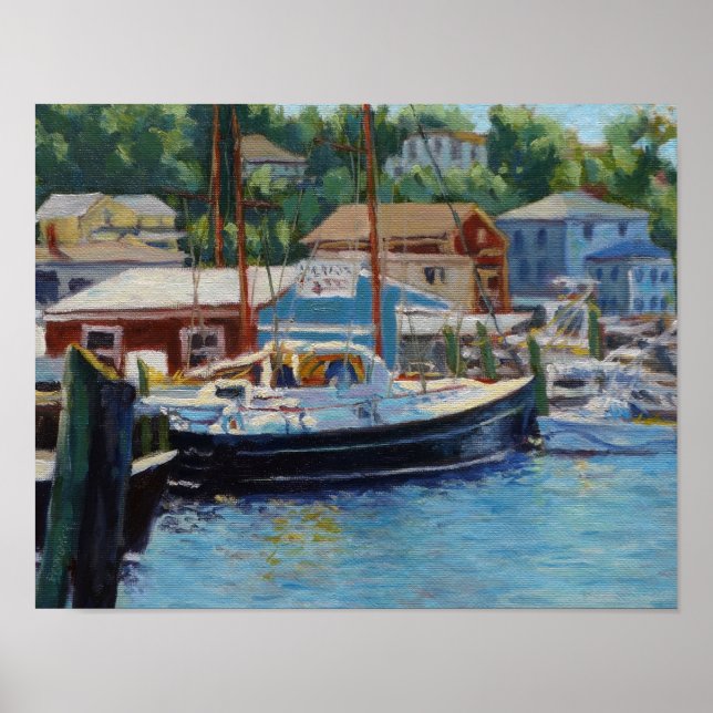Poster Barcos de Pesca Panorâmicos de Gloucester (Frente)