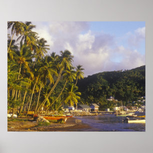 Poster Barcos de pesca, Soufriere, St Lucia, Caribe