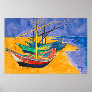 Poster Barcos de Van Gogh Impressionismo Praia