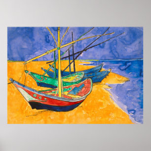 Poster Barcos de Van Gogh Impressionismo Praia