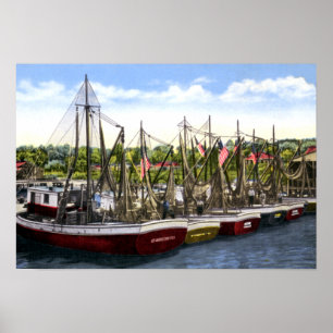 Poster Barcos do camarão de St Augustine Florida