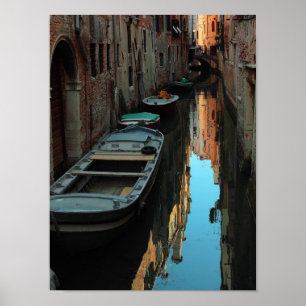 Pôster Barcos do Canal Water Venice Itália Edifícios
