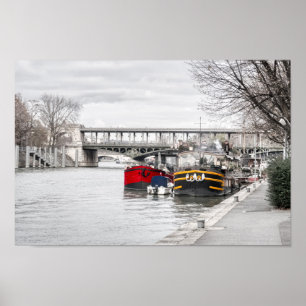 Poster Barcos domésticos perto de Pont Bir-Hakeim - Pari