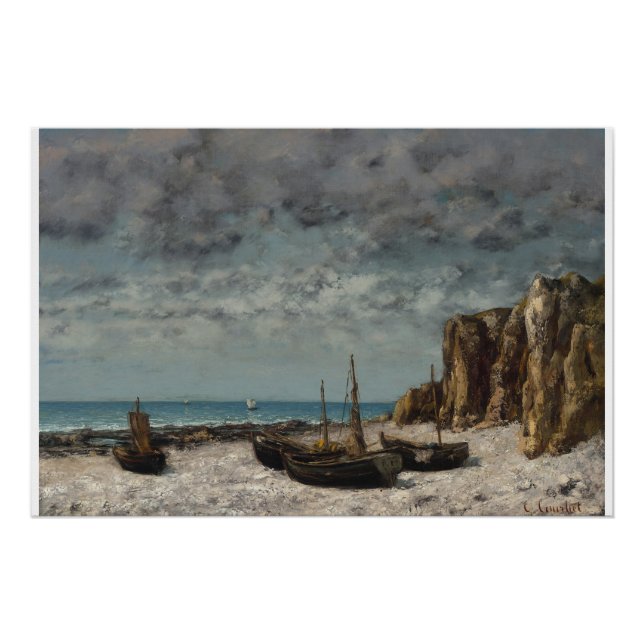 Pôster Barcos em praia, Etretat - Gustave Courbet (Frente)