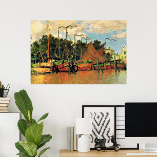 Poster Barcos em Zaandam por Claude Monet,
