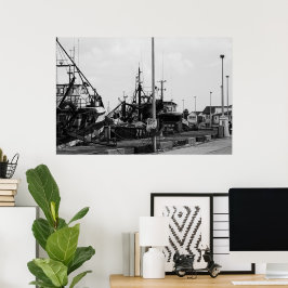 Poster Barcos Monocromáticos Pretos E Brancos